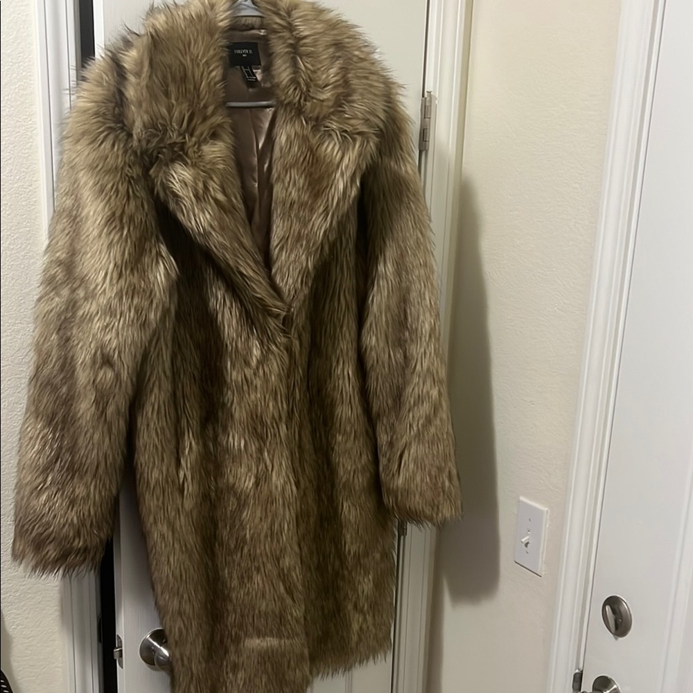 Long faux mink coat